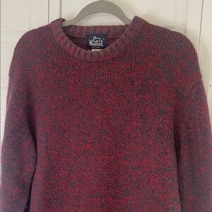 Vintage Wool Blend Woolrich Men's Red and Gray Crewneck Sweater